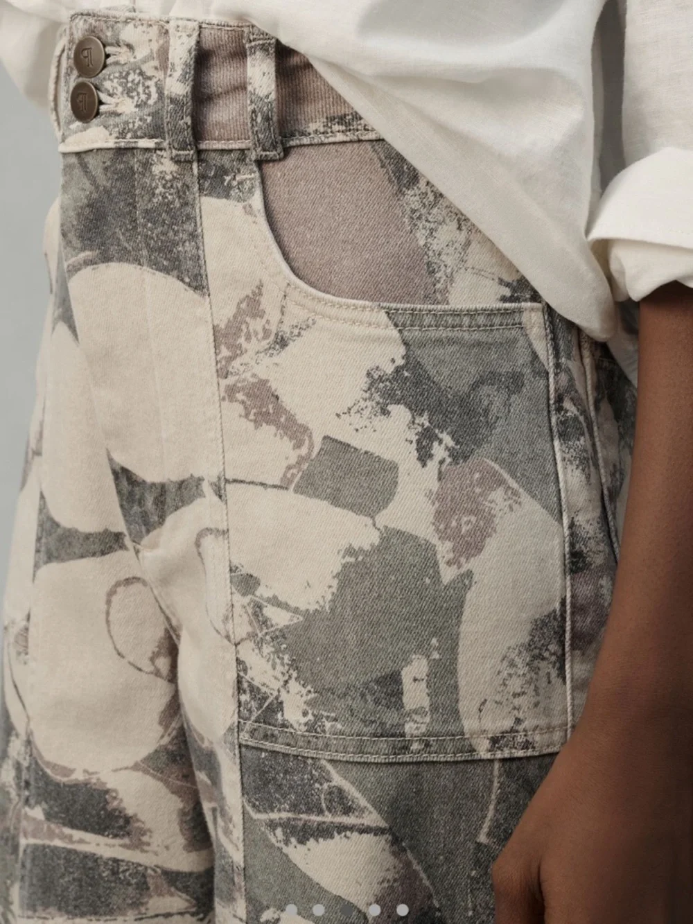 Anthropology Skipper Seamed High-Rise Crop Wide-Leg by Pilcro: Camo Edition - Picture 3 of 5